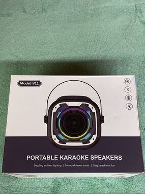 V11 Portable Karaoke Speaker - Black with Multicolor LEDs